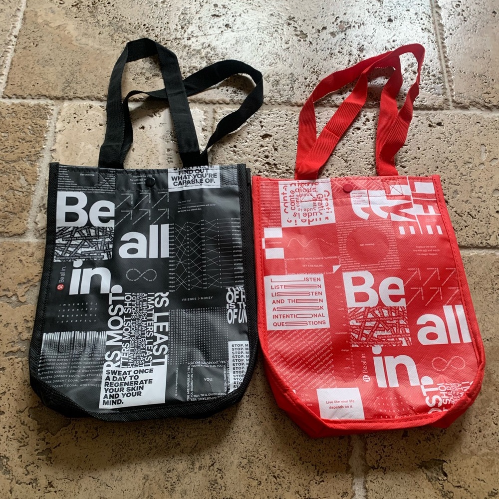 Lululemon Black Red Small Totes Duo Set Lot Two - Picture 2 of 4